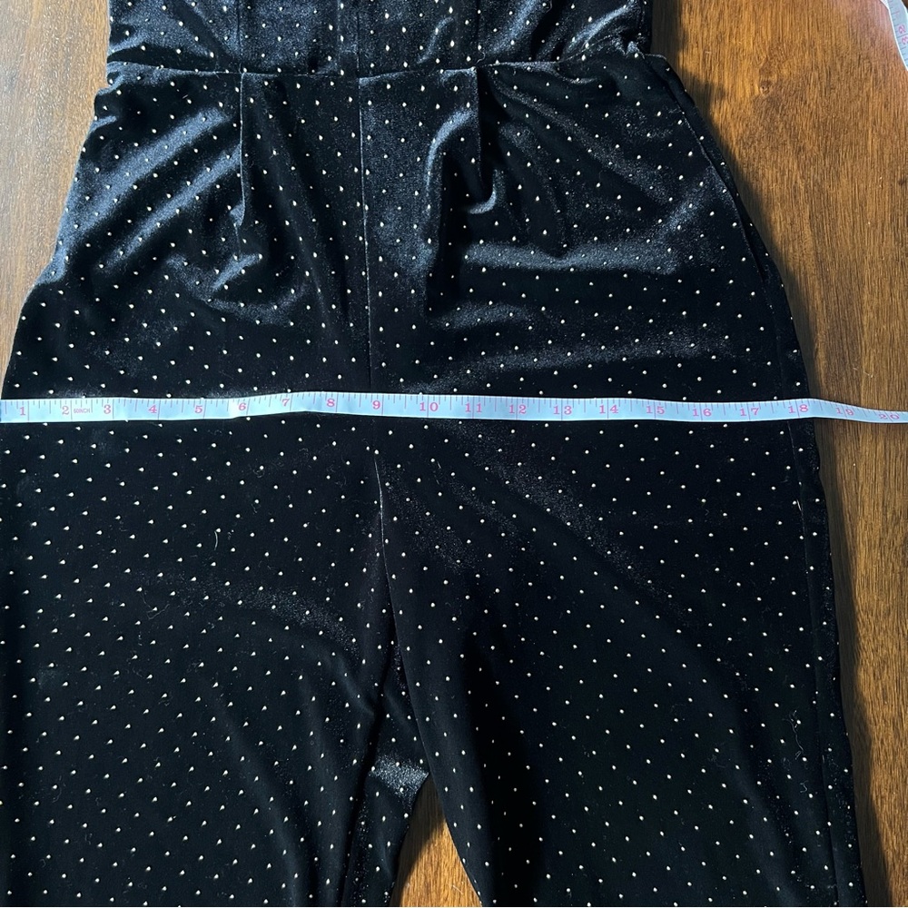 Amanda Uprichard Gold Studded Black Velvet Jumpsuit Like New - Picture 6 of 7